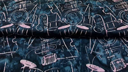 Batik Fabric In A Blue Music Note Print - $5.99 - Christina's Fabrics Online Superstore.  Shop now 