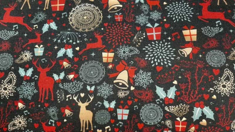 Christmas Cotton In Black With A Beautiful Decorative Print - Christina's Fabrics Online Superstore. Shop now