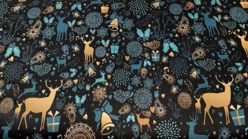 Christmas Cotton With A Black Background And Deer Print - Christina's Fabrics Online Superstore. Shop now