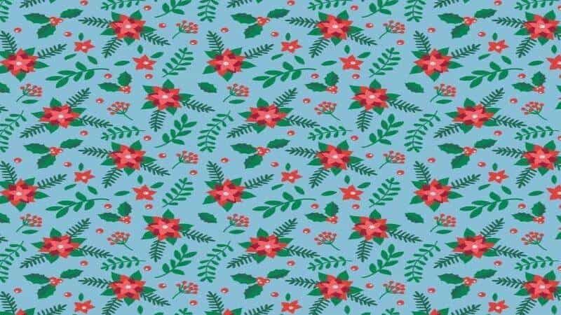 Cotton Christmas Fabric In A Light Blue With A Red Poinsettia Print - Christina's Fabrics Online Superstore. Shop now