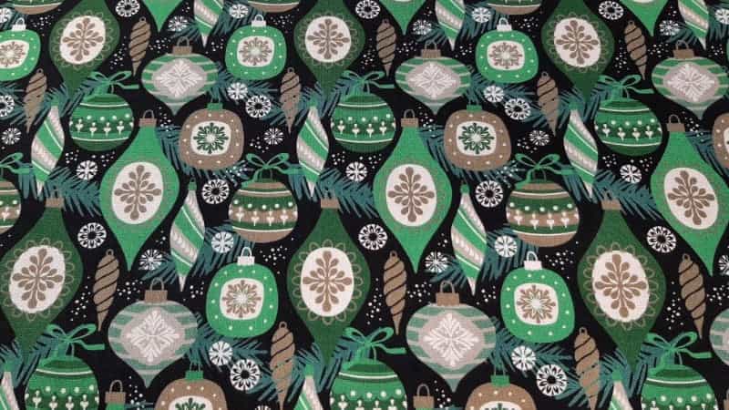 Cotton Christmas Fabric In Green With A Ball Print - Christina's Fabrics Online Superstore. Shop now