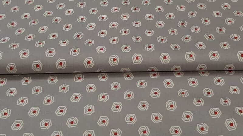 Cotton Fabric - Grey Background Color With A Red Dot Print - Christina's Fabrics Online Superstore. Shop now