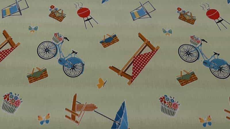 Cotton Fabric In A Green Camping Print - Christina's Fabrics - Online Superstore. Shop now