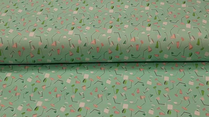 Cotton Fabric In A Mint Lamp Print - Christina's Fabrics Online Superstore. Shop now