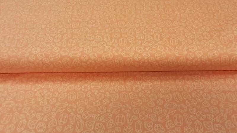 Cotton Fabric In A Peach Color With A Print - Christina's Fabrics Online Superstore. Shop now