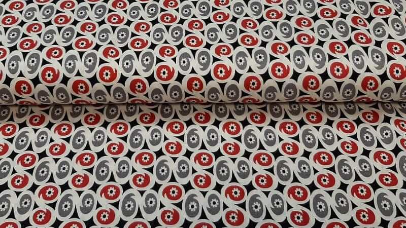 Cotton Fabric In A Red, Black And Grey Color Print - Christina's Fabrics - Online Superstore. Shop now