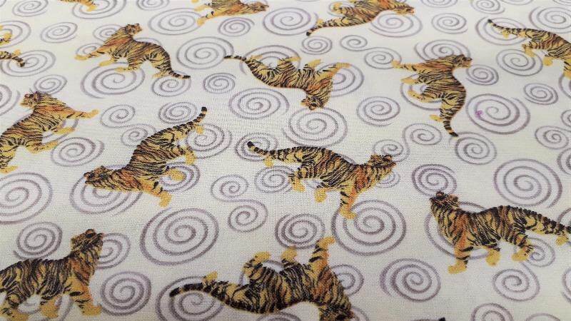 Cotton Fabric In Cream Color With A Tiger Print - Christina's Fabrics - Online Superstore. Shop now