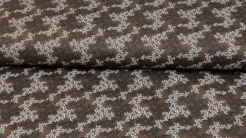 Cotton Fabric In Dark Brown Leaf Print - Christina's Fabrics Online Superstore. Shop now