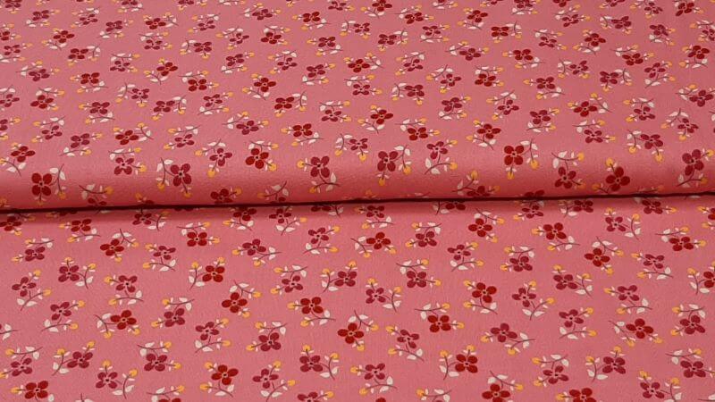 Cotton Fabric In Pink With A Red Florets Print - Christina's Fabrics - Online Superstore. Shop now