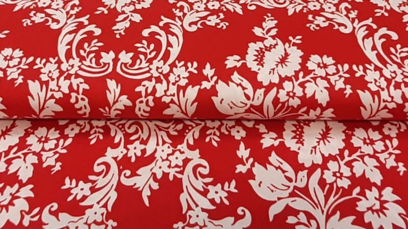Cotton Fabric In Red With A Print - Christina's Fabrics - Online Superstore. Shop now