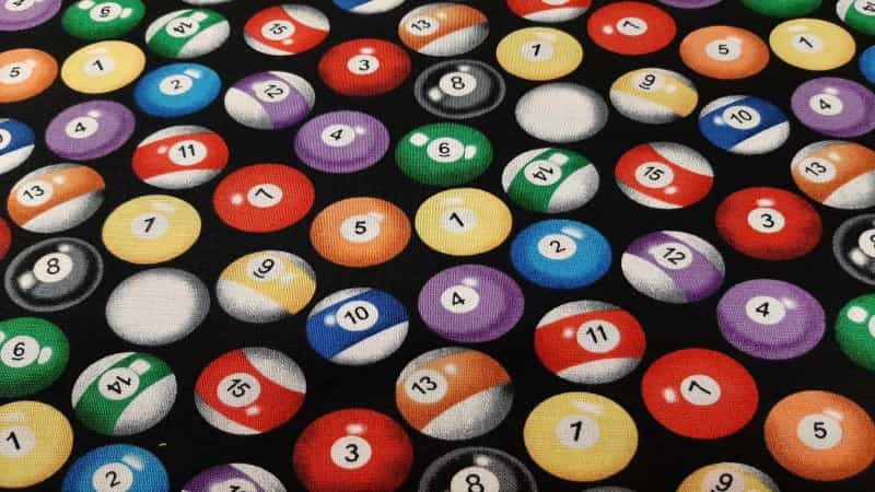 Cotton Fabric With A Pool Game Ball Print - Christina's Fabrics Online Superstore. Shop now