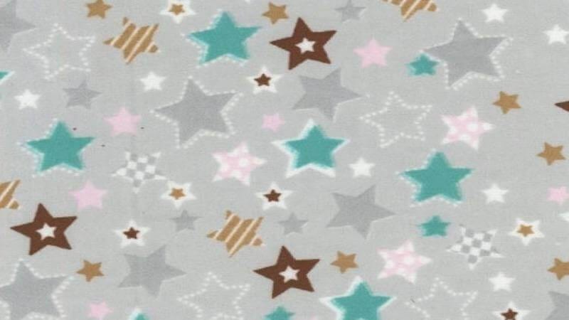 Flannel Fabric | Grey | Star Print | Children's - Christina's Fabrics - Online Superstore. Shop now