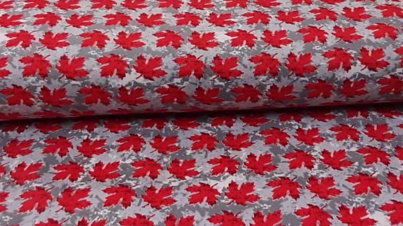 Flannel Fabric In A Grey Background With A Maple Leaf Print - Christina's Fabrics Online Superstore. Shop now