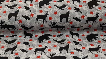 Flannel Fabric In A Grey Wildlife Print - Canadian - Christina's Fabrics Online Superstore.  Shop now 