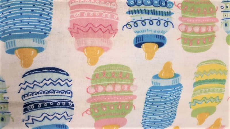 Flannel Fabric In An Assorted Baby Bottle Print - Christina's Fabrics - Online Superstore. Shop now