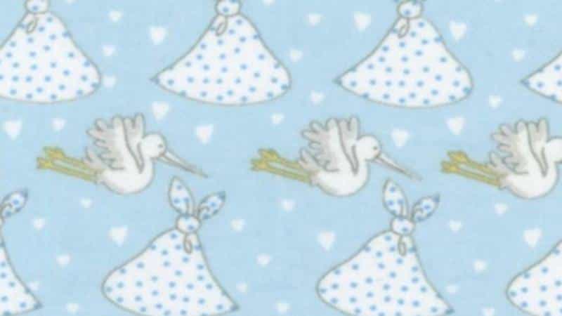 Flannel Fabric In Blue With A Stork Print - Christina's Fabrics Online Superstore. Shop now