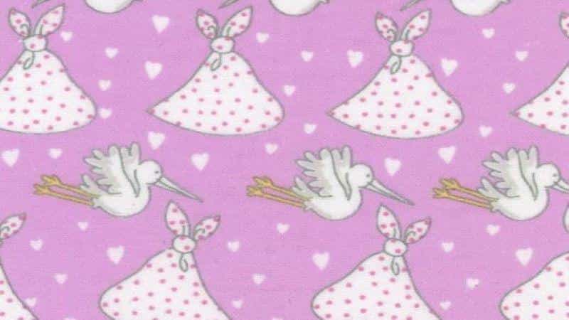 Flannel Fabric In Pink With A Stork Print - Christina's Fabrics Online Superstore. Shop now