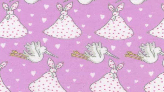 Flannel Fabric In Pink With A Stork Print - Christina's Fabrics Online Superstore.  Shop now 
