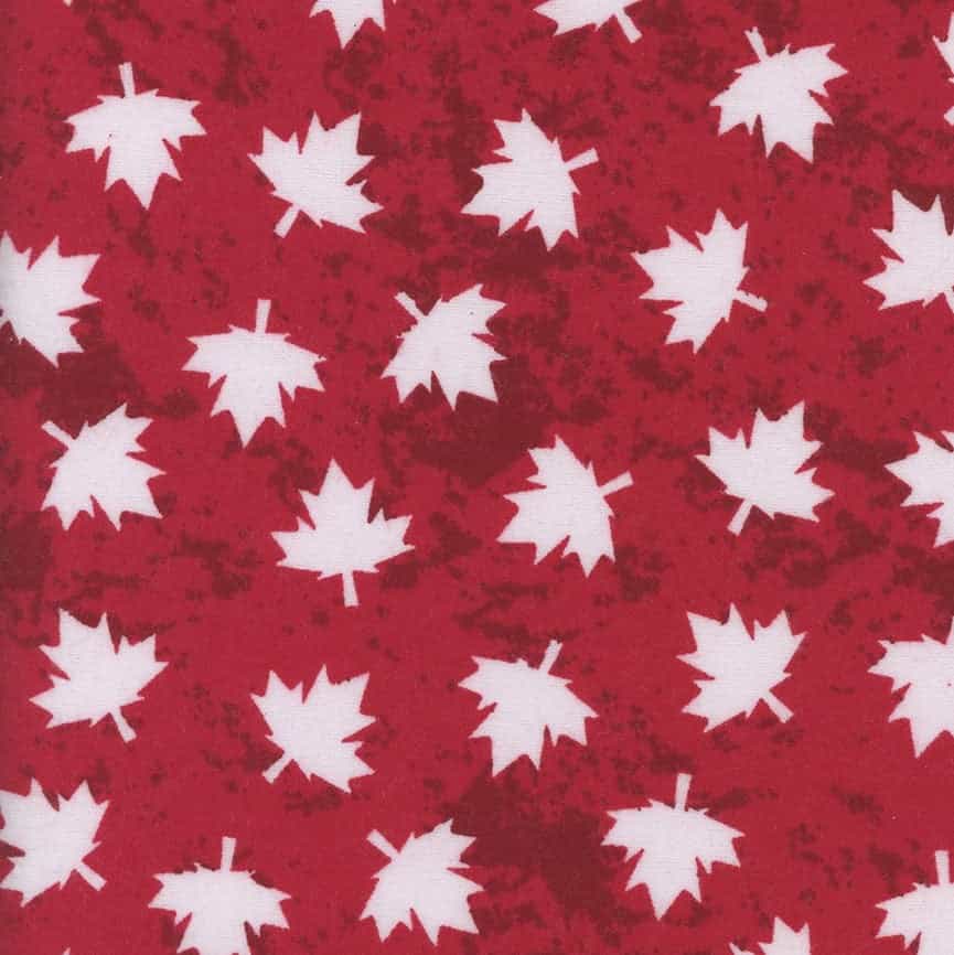 Flannel Fabric In Red - Canadian Maple Leaf Print - Christina's Fabrics Online Superstore. Shop now