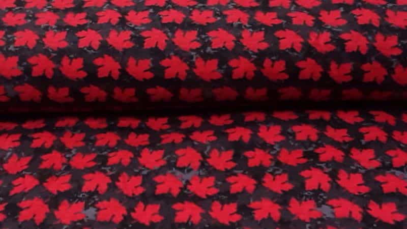 Flannel In Black/ Red Canadian Maple Leaf Print - Christinas Fabrics Online Superstore. Shop now