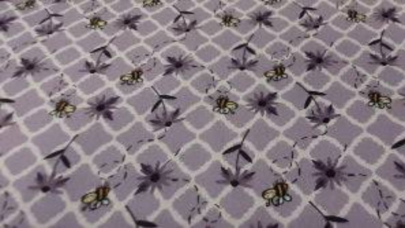 Cotton Fabric In Purple With A Bee Print - Christina's Fabrics - Online Superstore. Shop now