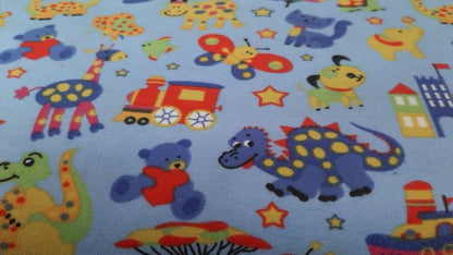 Flannel Fabric In Blue With A Zoo Animal Print - Christina's Fabrics - Online Superstore.  Shop now 