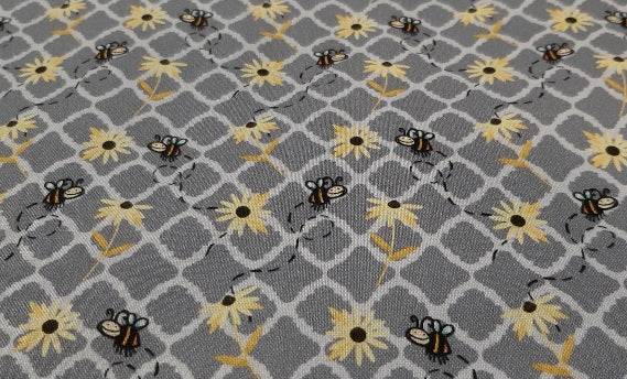 Cotton Fabric In Grey With A Bee Print - Christina's Fabrics - Online Superstore.  Shop now 