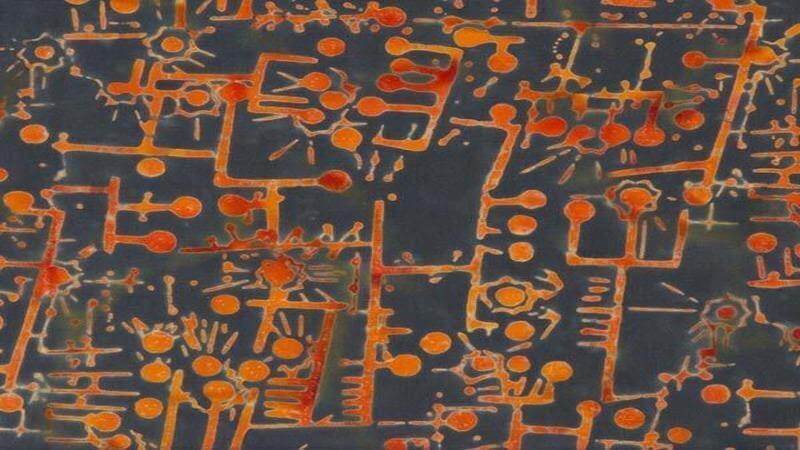 Batik Fabric In A Denim And Orange Color - Christina's Fabrics - Online Superstore.  Shop now 