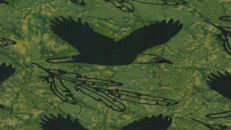 Batik Fabric In Green Eagle In Flight - Christina's Fabrics - Online Superstore.  Shop now 