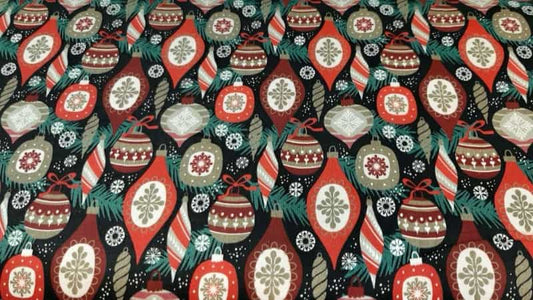 Cotton Christmas Fabric - Black Christmas Balls - Christina's Fabrics Online Superstore.  Shop now 