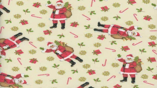 Cotton Christmas Fabric In A Cream Color With A Metallic Print - Christina's Fabrics Online Superstore.  Shop now 