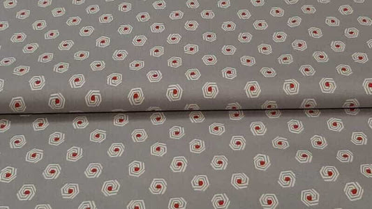 Cotton Fabric - Grey Background Color With A Red Dot Print - Christina's Fabrics Online Superstore.  Shop now 