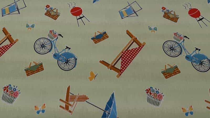 Cotton Fabric In A Green Camping Print - Christina's Fabrics - Online Superstore.  Shop now 