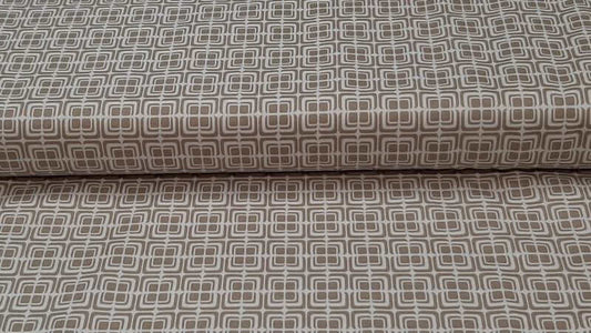 Cotton Fabric In A Light Brown With A Small Square Print - Christina's Fabrics - Online Superstore.  Shop now 