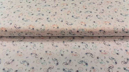 Cotton Fabric In A Lilac Bicycle Print | Christina's Fabrics - CHRISTINA'S FABRICS GREAT PRICES QUALITY FABRICS.  Shop now 