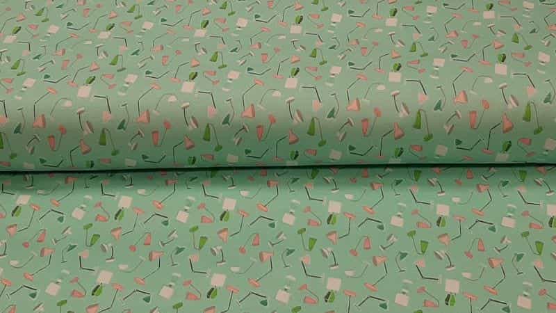 Cotton Fabric In A Mint Lamp Print - Christina's Fabrics Online Superstore.  Shop now 