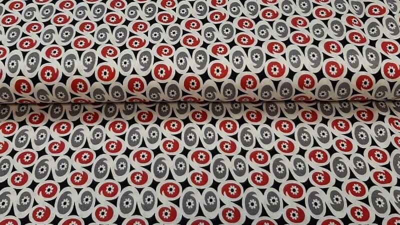 Cotton Fabric In A Red, Black And Grey Color Print - Christina's Fabrics - Online Superstore.  Shop now 