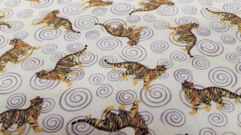 Cotton Fabric In Cream Color With A Tiger Print - Christina's Fabrics - Online Superstore.  Shop now 