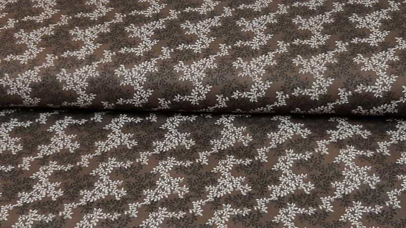 Cotton Fabric In Dark Brown Leaf Print - Christina's Fabrics Online Superstore.  Shop now 