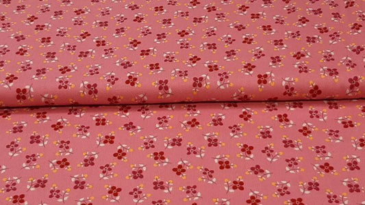 Cotton Fabric In Pink With A Red Florets Print - Christina's Fabrics - Online Superstore.  Shop now 