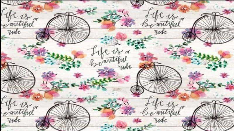 Cotton Fabric In White With A Bicycle Print - CHRISTINA'S FABRICS | GREAT PRICES QUALITY FABRICS.  Shop now 