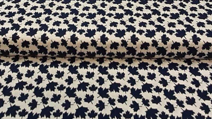Cotton Fabric In White With A Small Blue Leaf Print - Christina's Fabrics - Online Superstore.  Shop now 