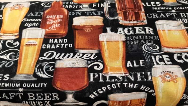Cotton Fabric With A Lager Beer Print - Christina's Fabrics - Online Superstore.  Shop now 