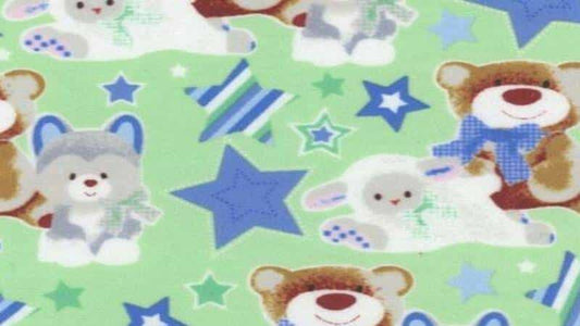 Flannel Fabric In A Green Color With A Teddy Bear Print - CHRISTINA'S FABRICS GREAT PRICES QUALITY FABRICS.  Shop now 