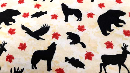Flannel Fabric In A Natural Wildlife Print - Canadian - Christina's Fabrics Online Superstore.  Shop now 