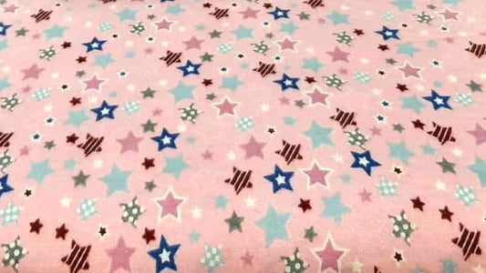 Flannel Fabric In A Pink Star Print - Christina's Fabrics Online Superstore.  Shop now 