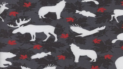 Flannel Fabric In Black With A Wildlife Print - Christina's Fabrics Online Superstore.  Shop now 
