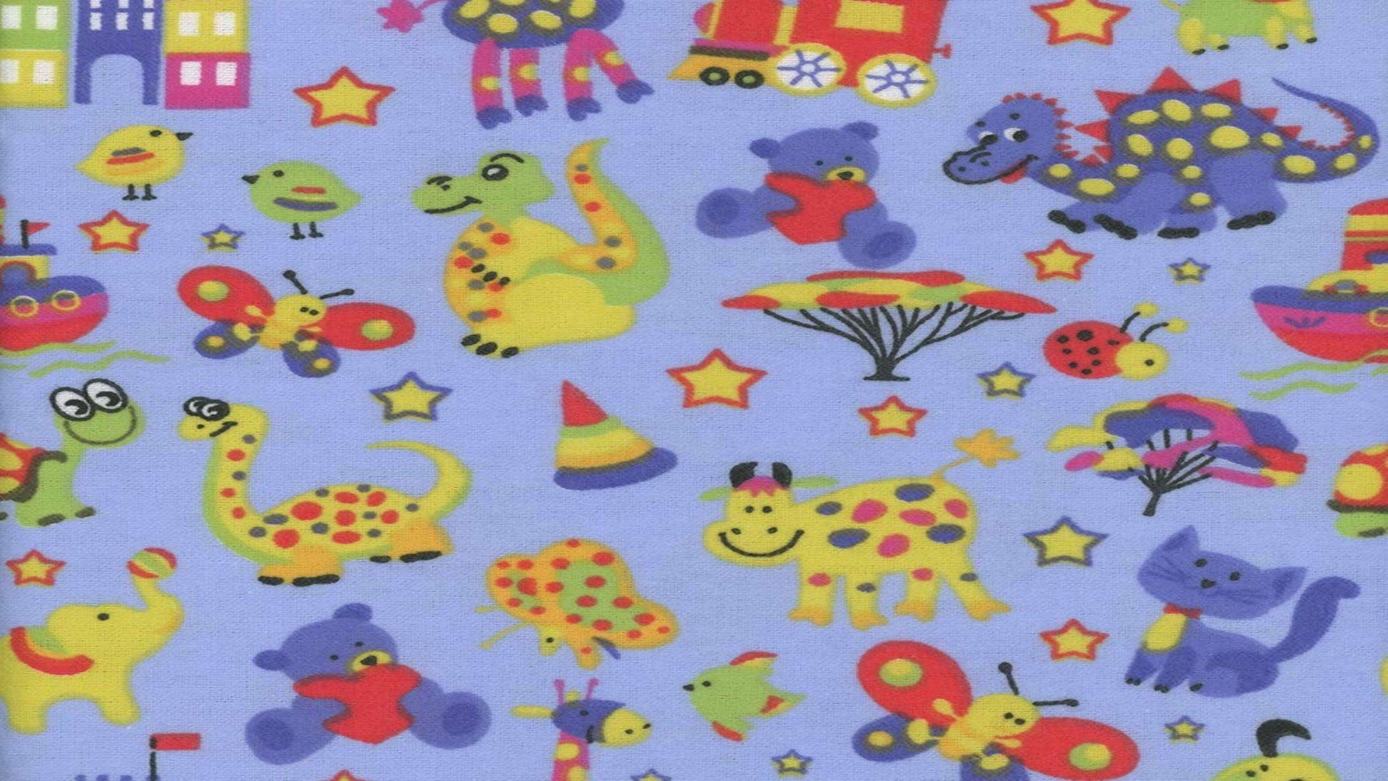 Flannel Fabric In Blue With An Animated Animal Print - Christina's Fabrics - Online Superstore.  Shop now 