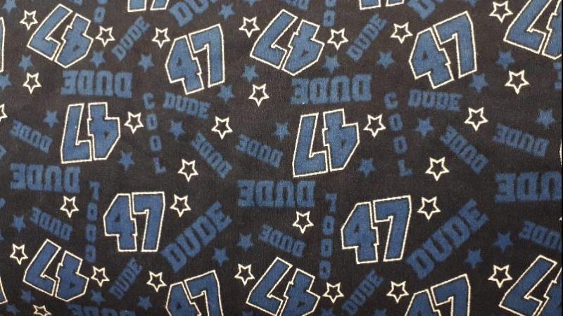 Flannel Fabric In Blue With the Number 47 Print - Christina's Fabrics - Online Superstore.  Shop now 