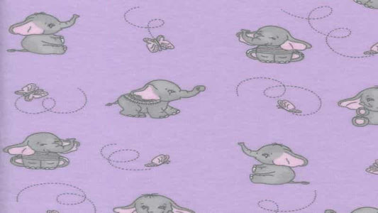 Flannel Fabric In Lilac - Elephants and Butterflies - Christina's Fabrics Online Superstore.  Shop now 